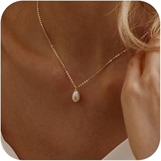 Pearl Necklace for Women Trendy,14k Gold Plated Necklace Dainty Wedding Necklace Small Cute Choker
