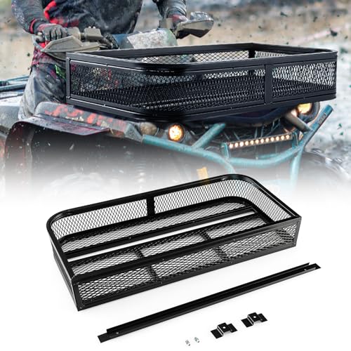 COSTWAY Panier pour Véhicule Tout Terrain en Métal avec Conception en Maille, Panier de Rack Avant Grand Espace de Rangement, Porte-Bagages pour VTT 92 x 44...