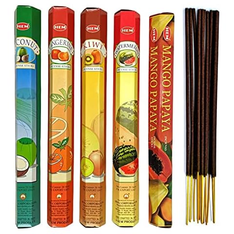 Surtido de incienso, 5 ", frutas tropicales parfums.-Lote de 100 bastoncillos HEM marca Cover