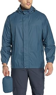 33,000ft Men's Lightweight Waterproof Outdoor Jackets Windproof Rain Shell Jacket Packaway Hooded Raincoat for Golf Fishin...
