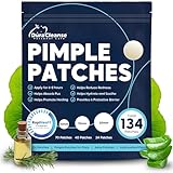 Pimple Patches for Face - 134 Count Hydrocolloid Acne Patches - Zit, Blemish, Cystic Acne Dots & Dark Spot Treatment - Invisible Clear Pimple Patch Stickers for Forehead, Chin, Nose, 3 Sizes (S, M, L)