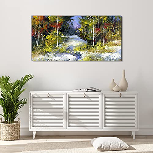 Image acrylique forest brook winter tree 120x60cm tableau luxe - 4