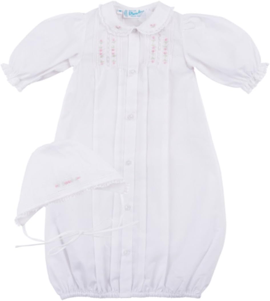 Feltman Brothers White & Pink Floral Take Me Home Gown & Bonnet Newborn Girls