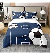 Football Bedding Set Twin Size Kids Soccer Ball Pattern Comforter Cover Set for Boys Girls Teens ...