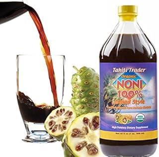 TAHITI TRADER Island Style High Potency Noni Juice - Pure Noni Fruit Juice Fermented To Vinegar - Organic Antioxidant Superfood Juice Supporting Energy & Body Health - (32oz, 1 Pack)