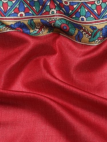 Image of RANI SAAHIBA Women's Art Silk Kalamkari Saree With Blouse Piece