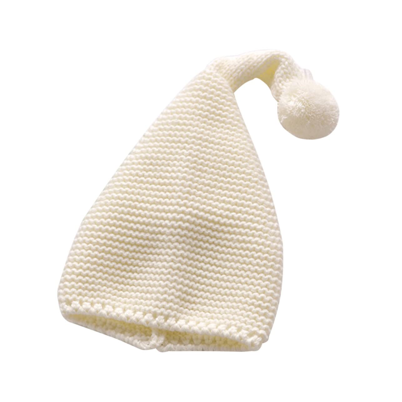 4 Stück Flauschige Ballmützen Kinder wintermütze Kinder weihnachtsmütze weihnachtsmannmützen für Nikolausmütze Mädchen Hüte mütze Strickmützen Hüte aus Holzgarn rot