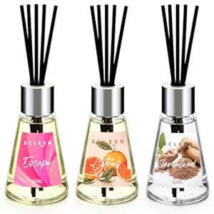 Reed diffuser of 3 pack escapecitrussandalwood scented diffuser with 15 fiber sticks home fragrance oil diffuser air freshener for bathroom bedroom each 17fl oz total 51oz  urban country home decor