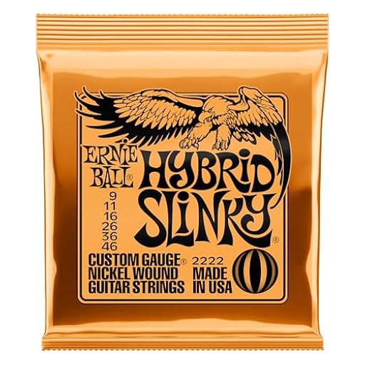 Ernie Ball Hybrid Slinky - Cuerdas para guitarra eléctrica, entorchado de níquel, calibre 9-46 | Ya disponible en tu tienda friki favorita! En mundofriki.es!