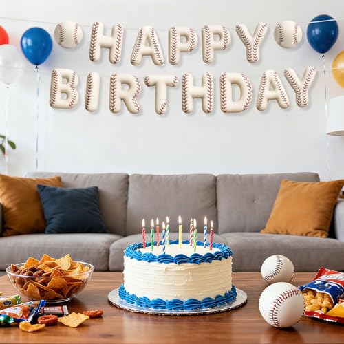 Image of Sport Birthday Banner, 3D Sport Theme Happy Birthday Banner (Baseball) | Decoration Funny Ball Themed Party Supplies Suitable for Kids Teenagers Adults