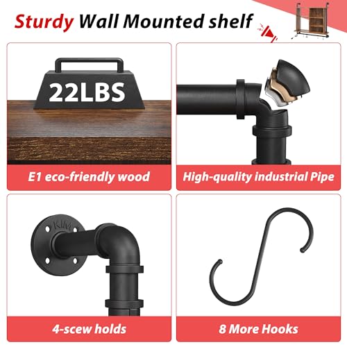 Reibii RBFS95BR01 37 Inch Floating Shelves For Wall With Led Wall Shelves For Kitchen Storage Industrial Pipe Shelving thumb #7