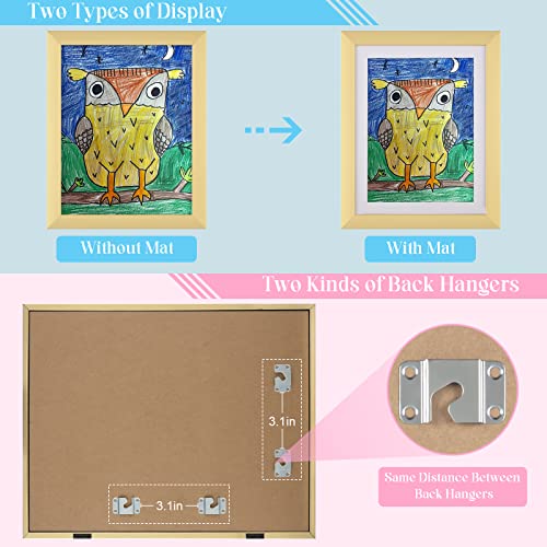 Image of [2Pack] Kids Art Frames, 11x14 Front Opening Kids Artwork Frames Changeable, Gold Artwork Display Storage Frame for Wall, Holds 50 Pcs, for 3D Picture, Crafts, Children Drawing, Hanging Art, Portfolio