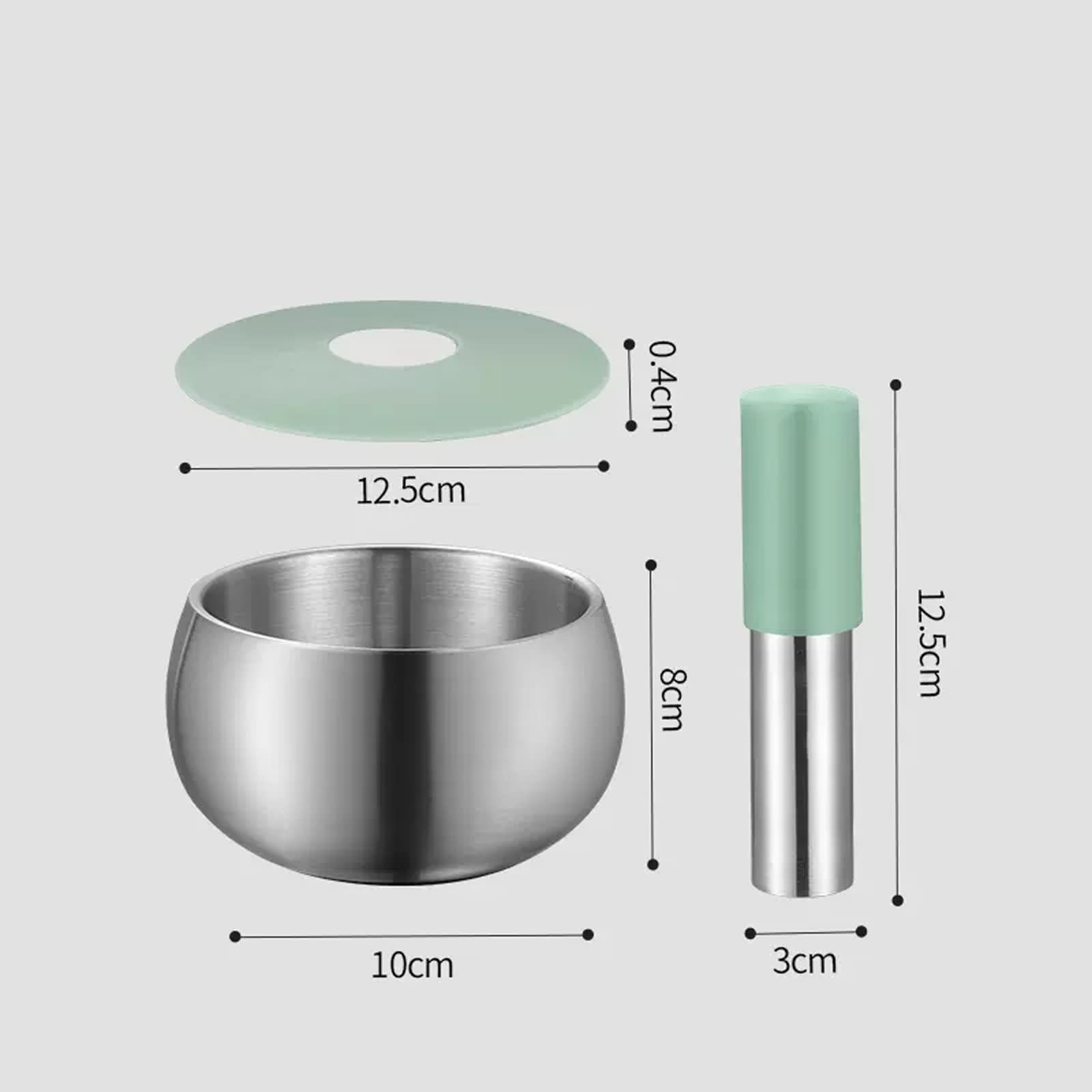 Pratico Set di mortaio e pestello piccolo Manico coperchio in silicone Macina spezie ed erbe in acciaio inossidabile spazzolato for guacamole, aglio, utensili da cucina Gadget