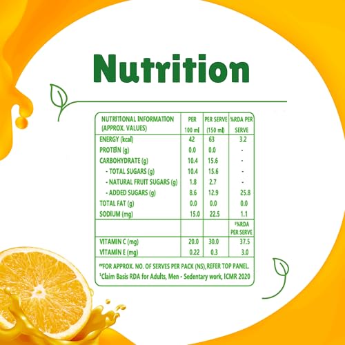Image of B Natural Orange Juice, Enriched with Vitamin C & E, 1 litre