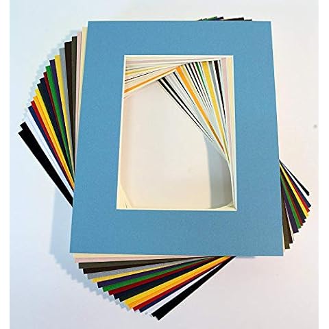 topseller100, Pack of 20 Mixed Colors 8x10 Picture Mats Matting with White Core Bevel Cut for 5x7 Pictures Cover