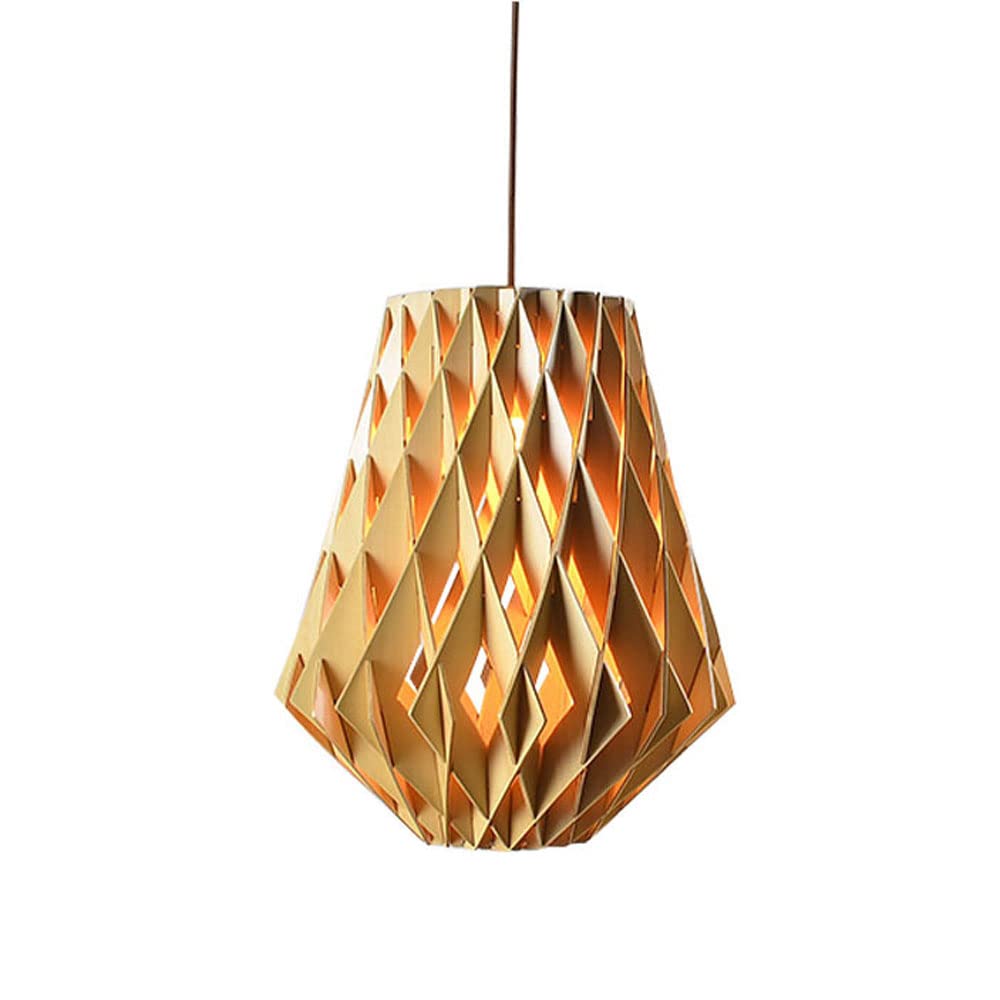 RAGGZZ 40Cm Nordic Wood Art Chandelier Simplicity Honeycomb Creative Light Led Homestay Illumination Hanging Lamp for Restaurant Living Room Bedroom Corridor Tea Room