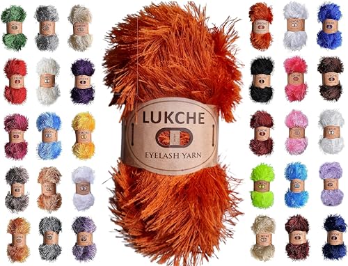 Image of Eyelash Fun Fur Yarn Premium 100% Polyester 164 Yds (150 Mt), 3.53 Oz (100 Gr) Colorful Crochet Yarn Dıy Hand Knitting. (Cooper, 1 Skein)