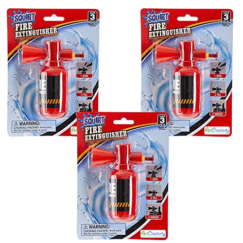 ArtCreativity Mini Fire Extinguisher Squirter Toys, Set of 3, 4.25 Inch Water Extinguisher with Realistic Design, Fun Outdoor Summer Toys, Great Fireman Toys for Kids, Novelty Gag Gift Item