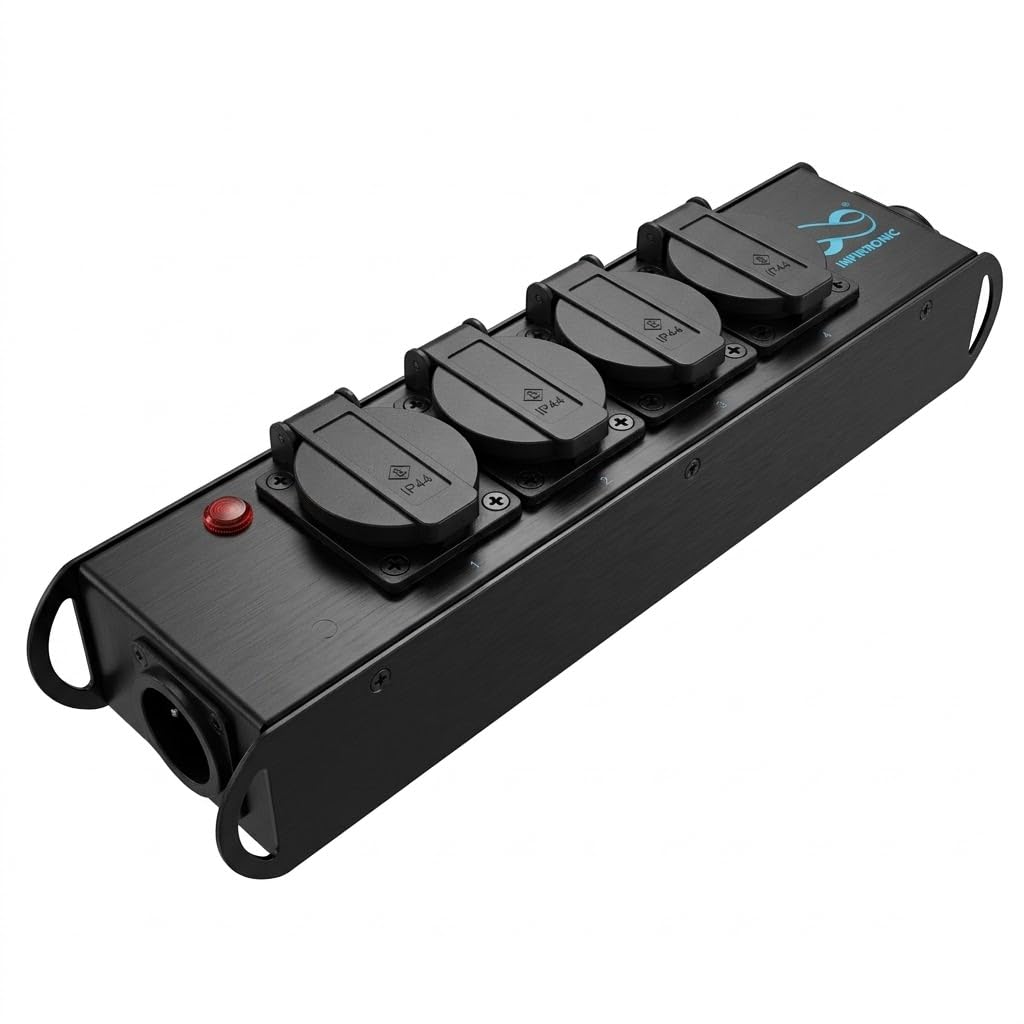 Infitronic - INPT4-TR1 – listwa zasilająca, rozdzielacz prądu z 4 gniazdami Schuko, Powertwist TR1, wejście/wyjście na scenę lub platformę