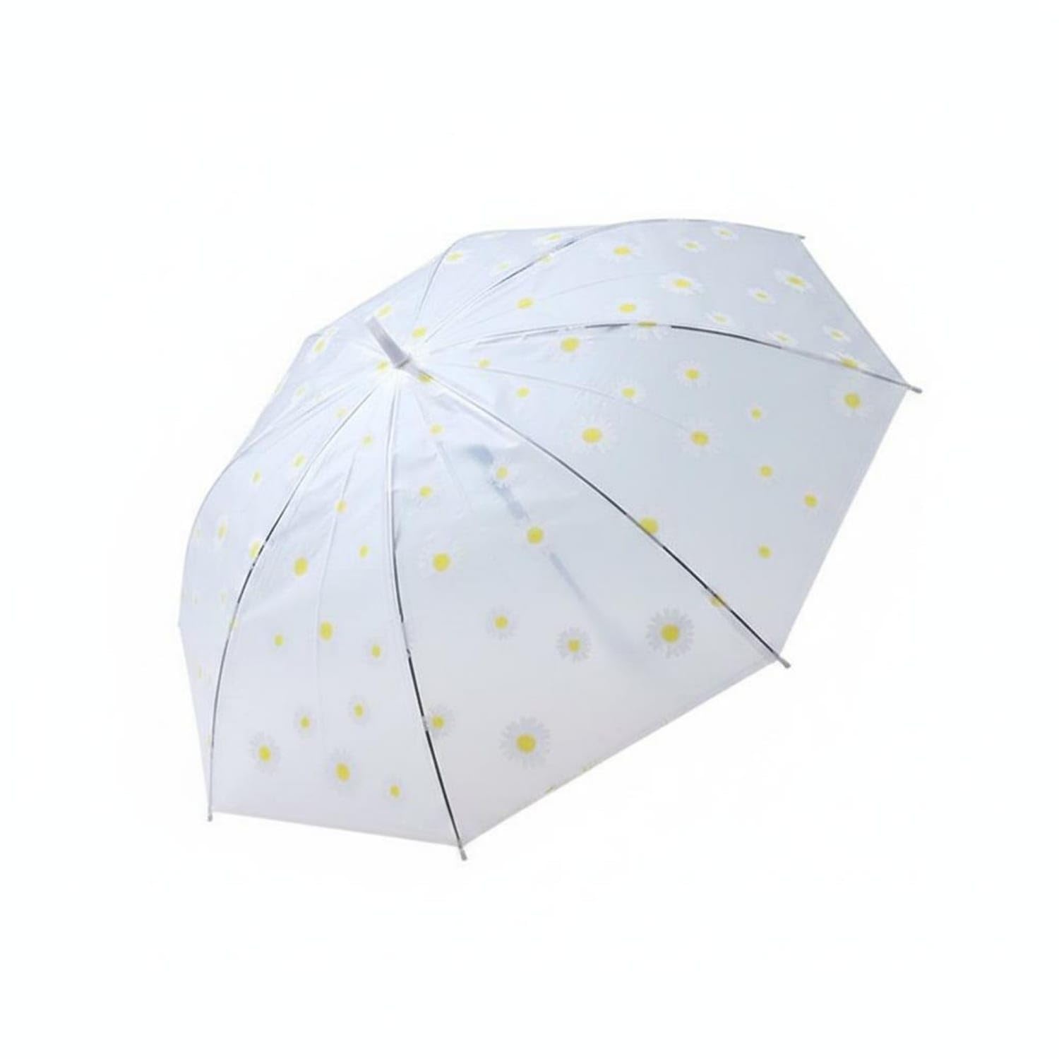 MYADDICTION Thickened Panda Print Umbrella Reinforced Frosted Clear Umbrella Transparent Wind Resistant for Adults, Kids, Rainy Days, Daisy-image-28