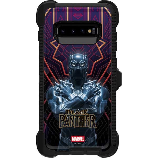 Skinit Decal Phone Skin Compatible with OtterBox Defender Galaxy S10 Plus - Officially Licensed Marvel Black Panther Wakanda Salute Design