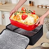 Lunch Bag Insulated Thermal Food Carrier,Insulated Casserole Carrier, 9'x13' Baking Dish Carrier, Padded Lasagna Holder, Expandable Hot And Cold Thermal Tote Bag, Casserole Dishes Travel Bag For Picnic Potluck Beach Day Trip Camping Hiking