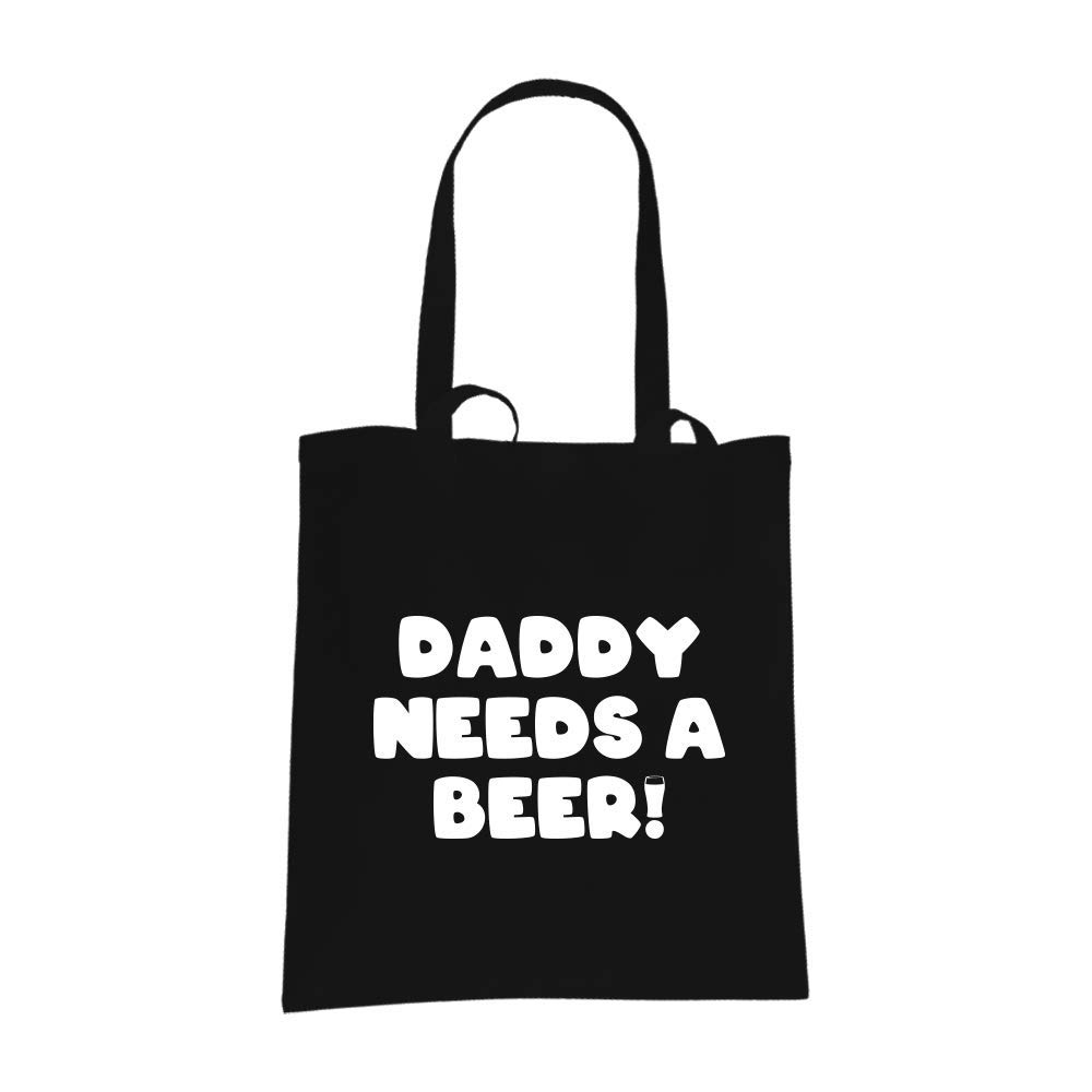 Smartypants Black Daddy Needs A Beer Tote Bag - Father's Day Dads Funny Novelty Gift Present (Black)