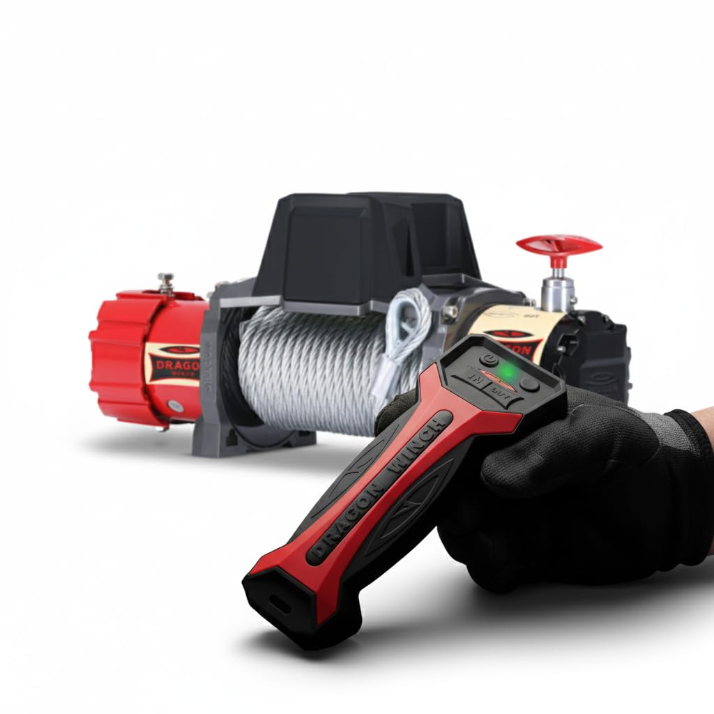 Dragon Winch Télécommande sans fil pour treuil électrique 12V/24V | Commande 2-en-1 filaire et sans fil | avec LED et aimants | compatible avec treuils séries Maverick Truck Highlander | Storm Dual