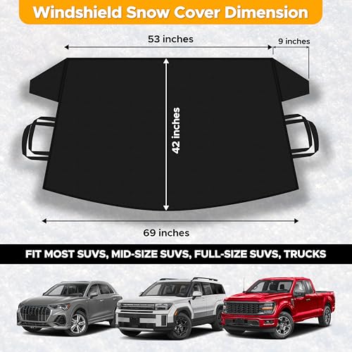 Image of EcoNour Windshield Cover for Ice and Snow | Windshield Snow Cover with Side Mirror Cover & Wiper Protection | Oxford Fabric Winter Cover for Cars, SUVs, Trucks | Medium (69 inchx42 inch)