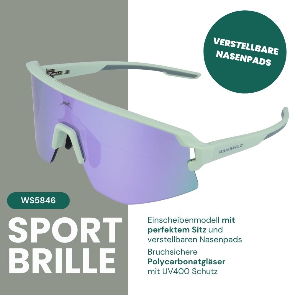 Gamswild WS5846 Fahrradbrille - Sonnenbrille - schnelle Rennradbrille - bruchsichere Polycarbonatgläser - 100% Schutz vor UV Strahlen - dank UV400 – 28g