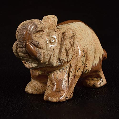 MKYXLN 2 Inch Jasper Elephant Figurines Handcrafted Carved Mini Animal Statue