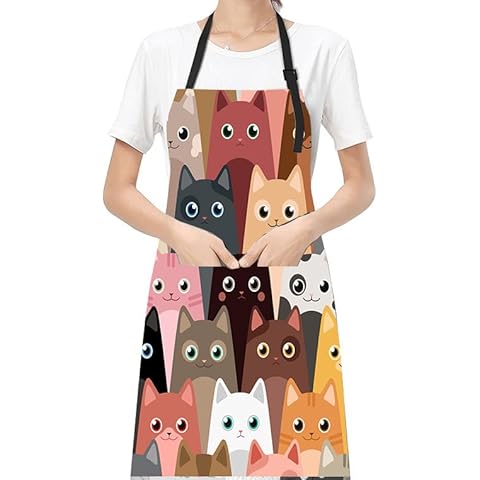 HONGLIZHI Cute Dogs Pets Apron with Pocket Kitchen Cooking Bib Apron for Men Women chef Unisex Adjustable Waterproof (Cat, 60 * 70) Cover