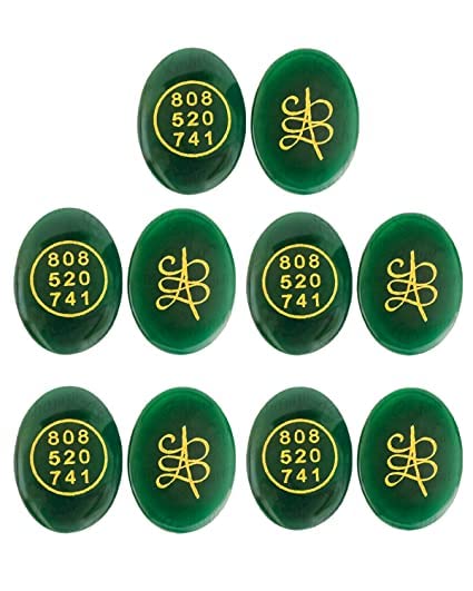 Reshamm® Pre-Energized Natural Green Jade Zibu Coin to Attract Money Cash flow and Wealth. Certified. Angle Number & Zibu Symbol of Abundance. Natural (Non Synthetic)Cabochon Oval Shape Feng Shui Money Coin Both Side 5 Pc