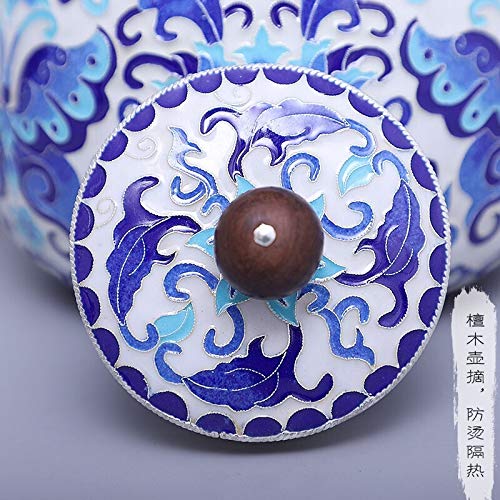 Teiera d'Argento hkrstssxj Pure Silver 999 Tea Pot Handmade Cloisonne Ceramica Acqua Calda Pot Kungfu tè Set di tè Cose… - immagine 6