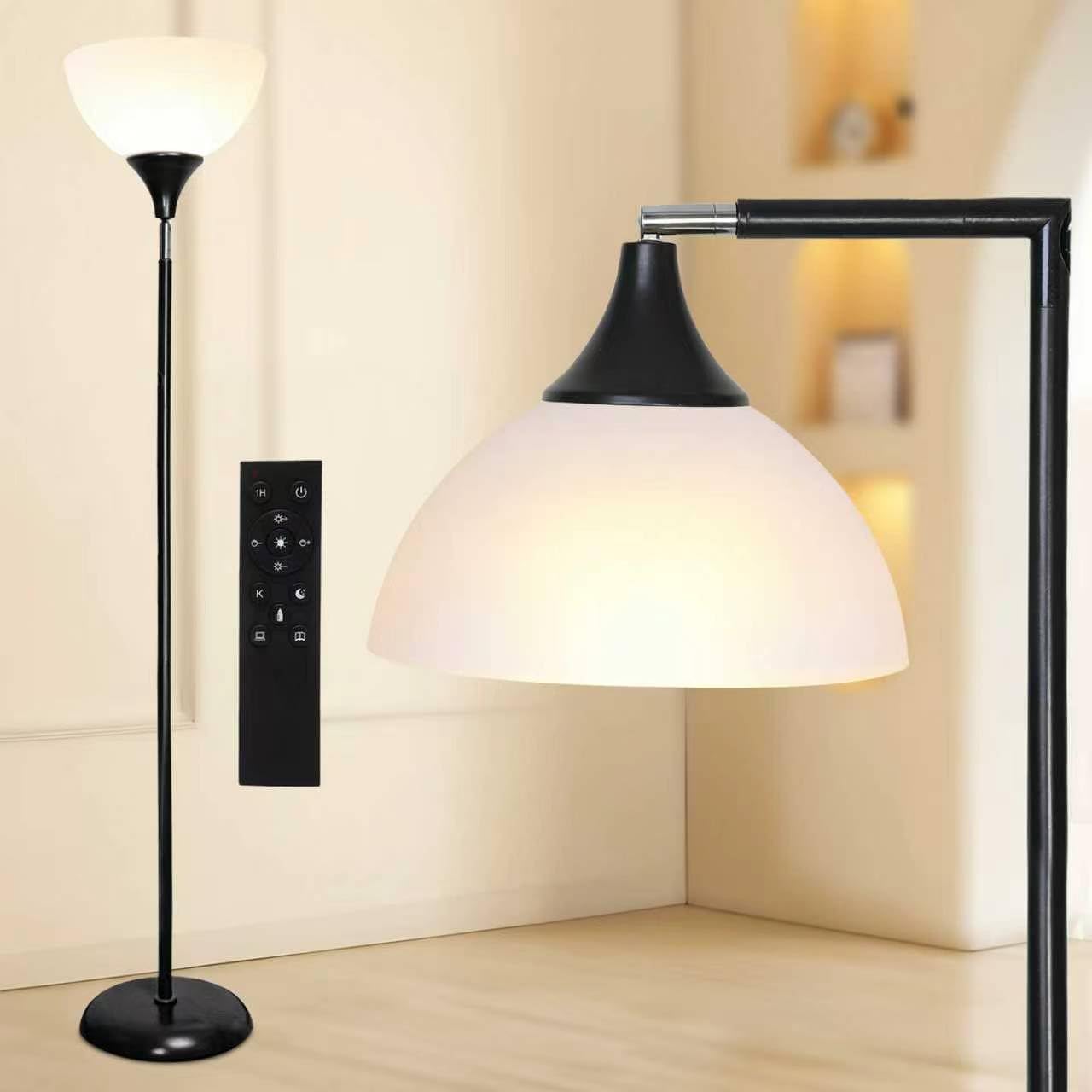 Flexible 90-Degree Foldable Floor Lamp - Remote Control, Stepless Color Temp & Brightness, Space-Saving Adjustable Standing Light for Bedroom, Office, Living Room & Study Black