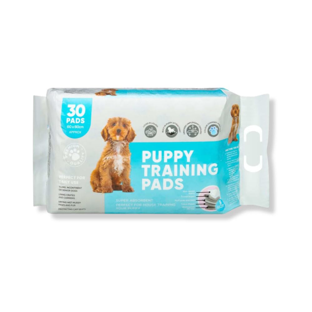 PaMeer 30pk Quilted Puppy Training Pads, 5 Layer Protection Pads, Disposable Puppy Pads, Absorbent Puppy Training Pads, Anti Slip Dog training pads -60 x 60cm