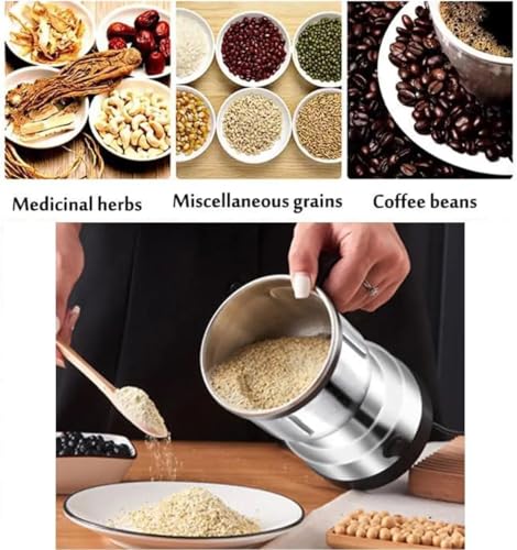 Image of Stainless Steel Electric Smash Machine - Multifunction Mini Food Grinder for Spices, Coffee, Beans, Nuts & Grains, 500W Household Mixer Grinder