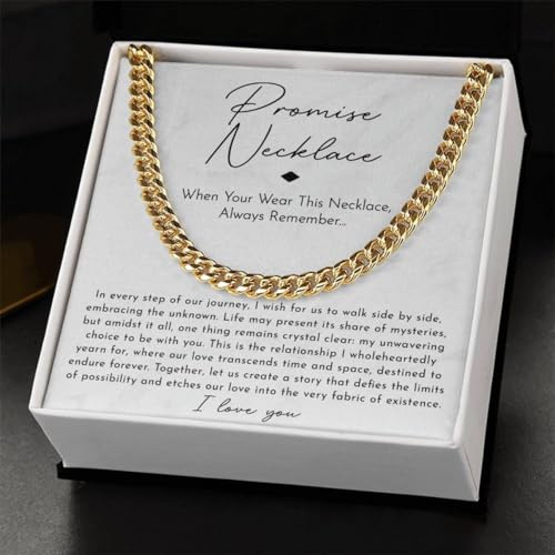 Cuban Chain Necklace - Promise Necklace for Him, 1 Year for Boyfriend, Valentine's Day & Christmas4