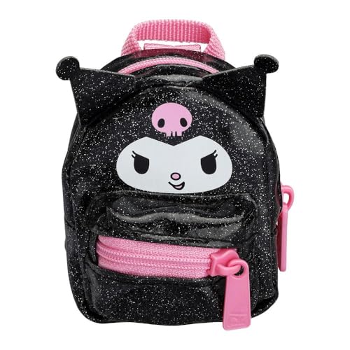 Candide Mini Mochila Real Littles Hello Kitty Kuromi - Mochila de Pelúcia com 6 Surpresas de Papelaria Sanrio - Unissexo - Preto - 12 x 10 x 5.8 cm - Criança