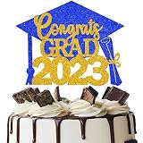 Congrats Grad 2023 Graduation Cake Topper - Congrats Class Of 2023 Blue Orange Gold Graduation Cake