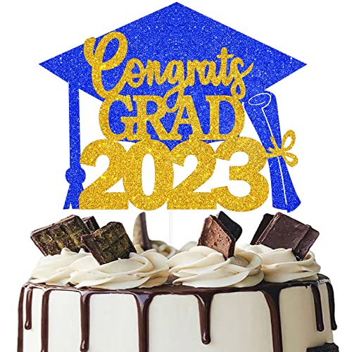 Congrats Grad 2023 Graduation Cake Topper - Congrats Class Of 2023 Blue Orange Gold Graduation Cake Topper - You Did It Cheers To Graduate 2023 Grad Party Decoration #TOP5