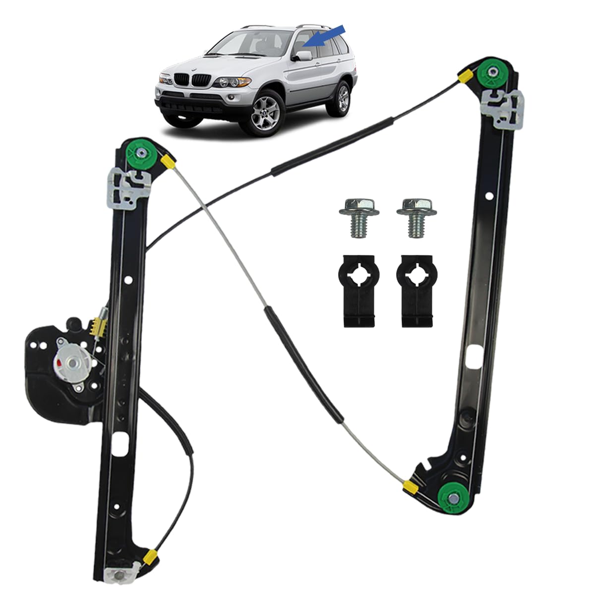 STARKIT PERFORMANCE Elevalunas compatible para BMW X5 E53 (2000-2006) DELANTERO IZQUIERDO (conductor) 51338254911