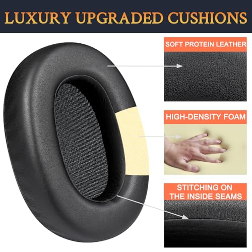 Image of SOULWIT Protein Leather Replacement Earpads for Sony ULT WEAR /WH-ULT900N (WHULT900N) Over-Ear Noise Canceling Headphones, Ear Pads Cushions with Noise Isolation Foam - ULT WEAR PL Black