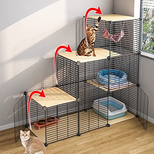 Parc chat interieur modulable anti encombrement avec rangement C4 - 6