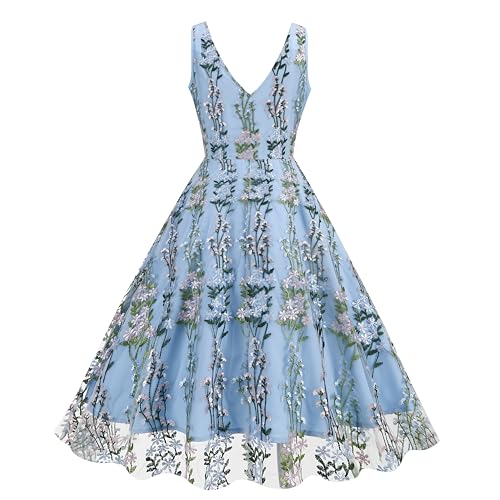 Summer Floral Embroidery Tulle Dress for Women Flower Embroidered Wedding Guest Formal Prom Party Homecoming Dresses3