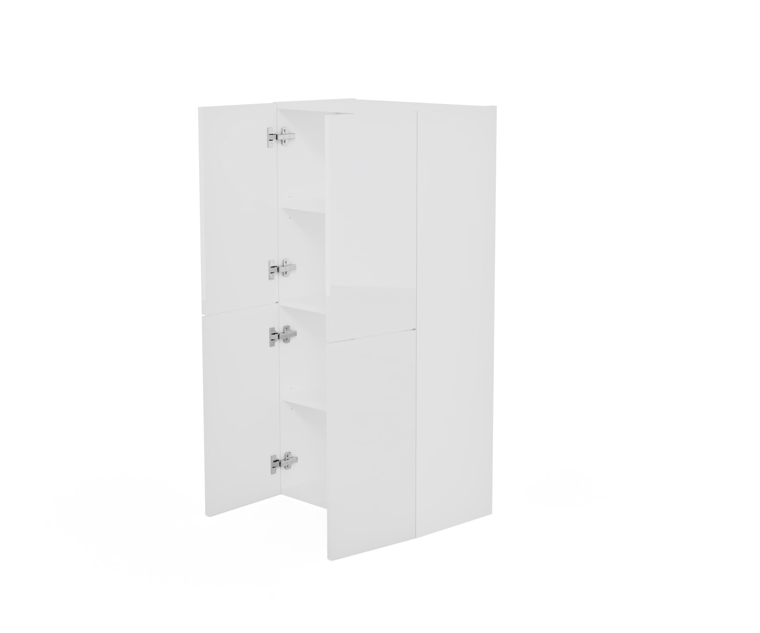 Badschrank Weiß B: 60 cm H: 120 cm T: 34 cm Badezimmerschrank Hängend Front Hochglanz Korpus Matt Hängeschrank Badezimmer Toilettenregal Badezimmermöbel