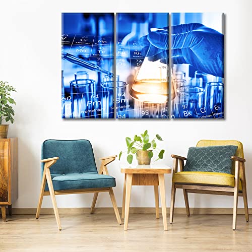Image of TUMOVO 3 Pieces Medical Pictures Home Decor Home Decor Young Scientist Canvas Paintings Clinical Laboratory Wall Art for Living Room Print on Canvas Framed Ready to Hang (42 inch Wx28 H)