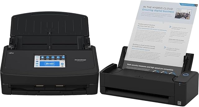 ScanSnap iX1600 Premium Color Duplex Document Scanner, Black & iX1300 Compact Wireless or USB Double-Sided Color Document, Photo & Receipt Scanner, Black