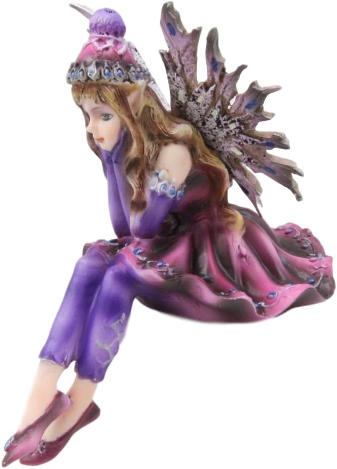 Ebros プリティーガール 妖精 ピンクとパープル 雪 冬 イブニングガウン 衣類 棚 シッター 置物 奇抜なファンタジー 妖精