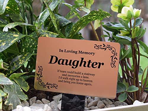 OriginDesigned Plaque commémorative pour fille - Argenté / doré / cuivre / noir et blanc - Étanche - Pour l'extérieur, pour une tombe ou un hommage - Marqueur de plantes (cuivre) – vue 2